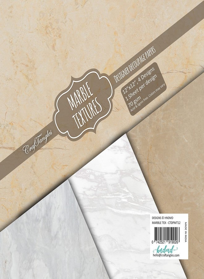 CrafTangles مجموعة ورق ديكوباج كرافت تانجلز - بنقوش رخامية (12 × 12 بوصة) - 4 أوراق - Image 1
